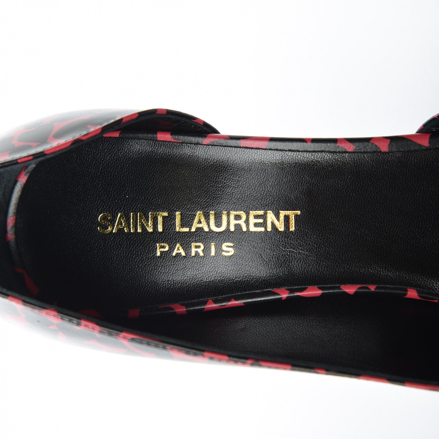 Saint Laurent Calfskin Heart Print D'Orsay Paris 105 Pumps 37.5 Pink 5 of 9