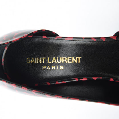 Saint Laurent Calfskin Heart Print D'Orsay Paris 105 Pumps 37.5 Pink 5 of 9