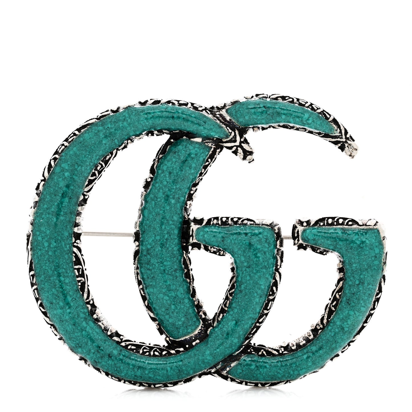 Sterling Silver Enamel GG Brooch Turquoise