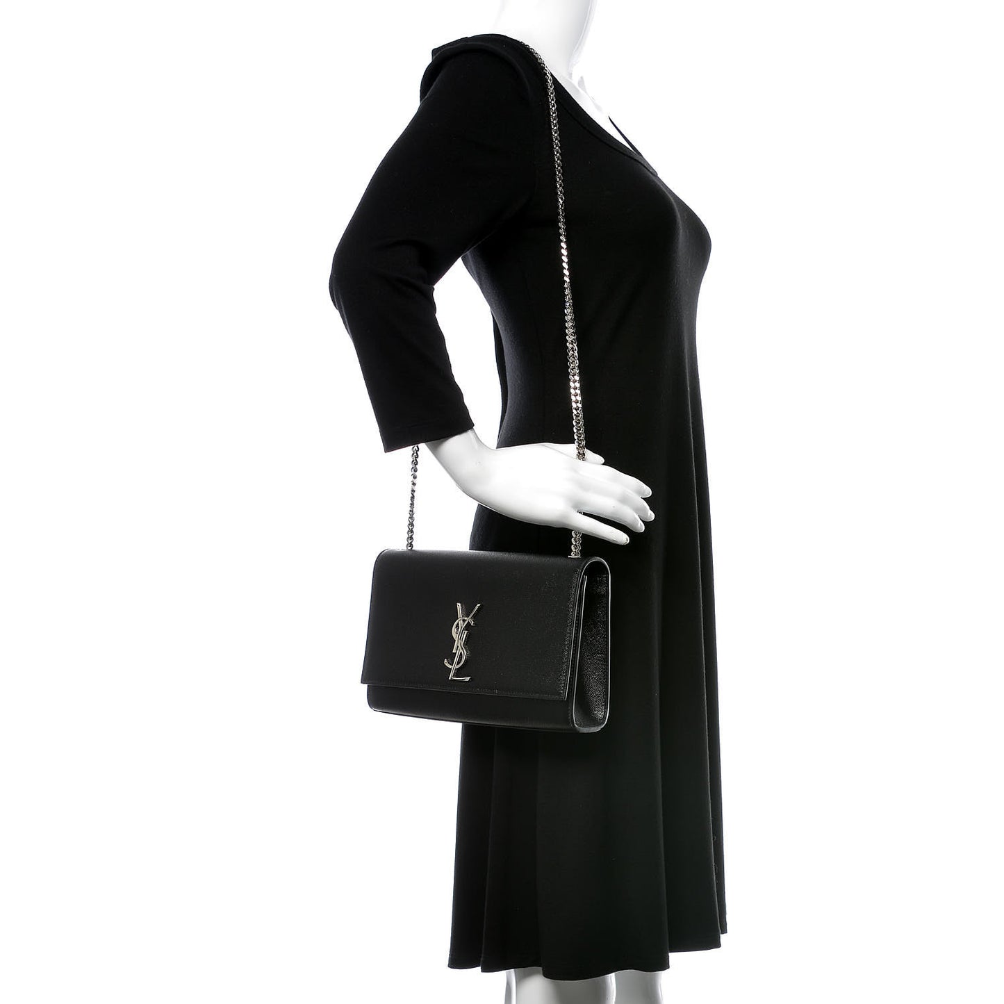 Grain De Poudre Medium Classic Monogram Kate Satchel Black