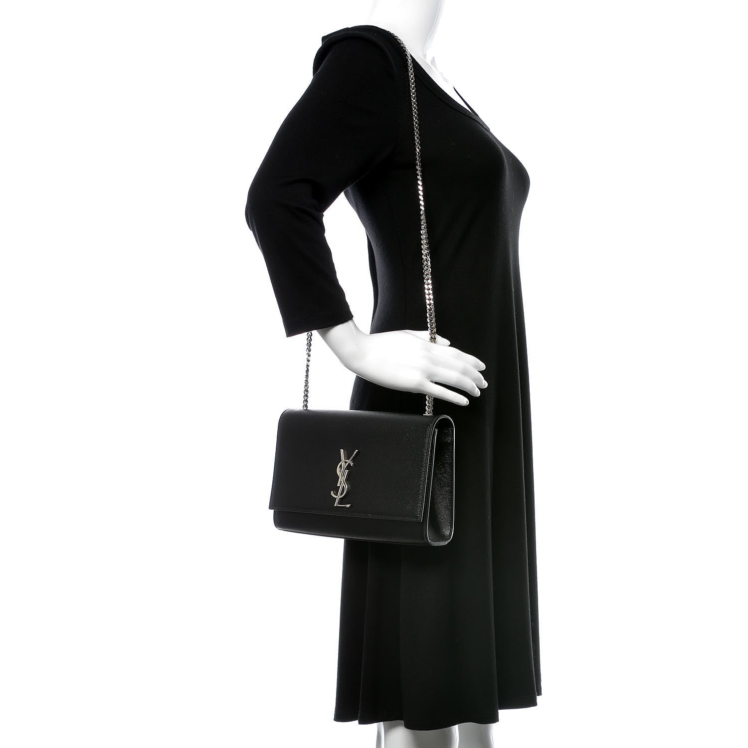 Saint Laurent Grain De Poudre Medium Classic Monogram Kate Satchel Black 2 of 7