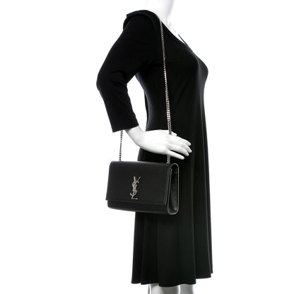 Saint Laurent Grain De Poudre Medium Classic Monogram Kate Satchel Black 2 of 7