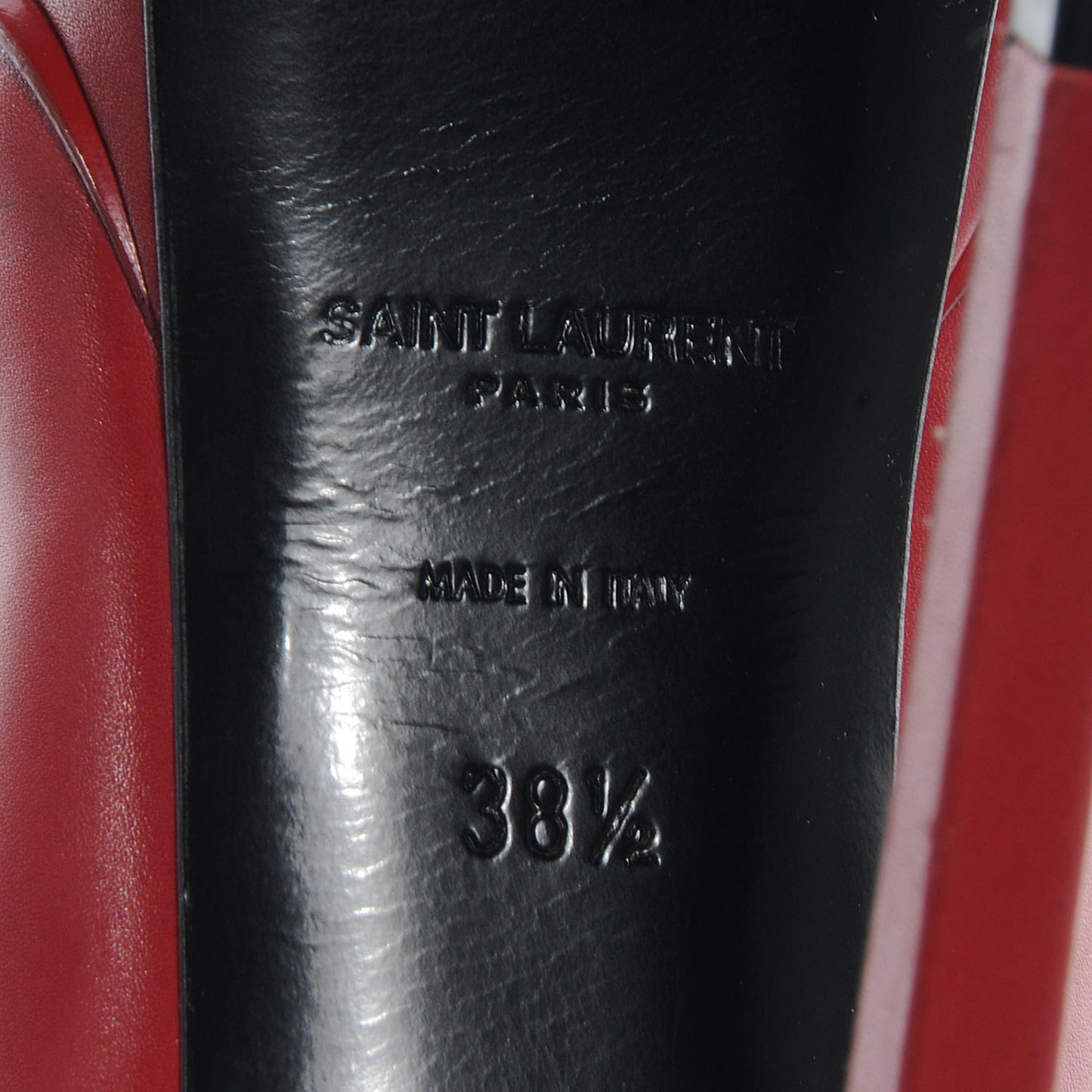 Leather Janis Chain Heel Pointed Pump 38.5 Red