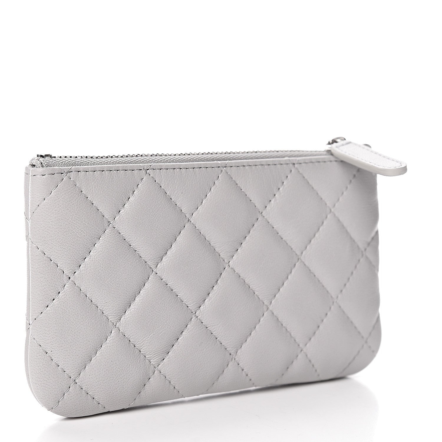 Chanel Lambskin Quilted Small Cosmetic Case Light Grey 3 of 8