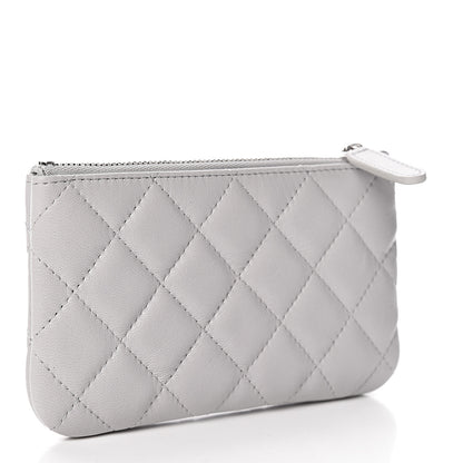 Chanel Lambskin Quilted Small Cosmetic Case Light Grey 3 of 8