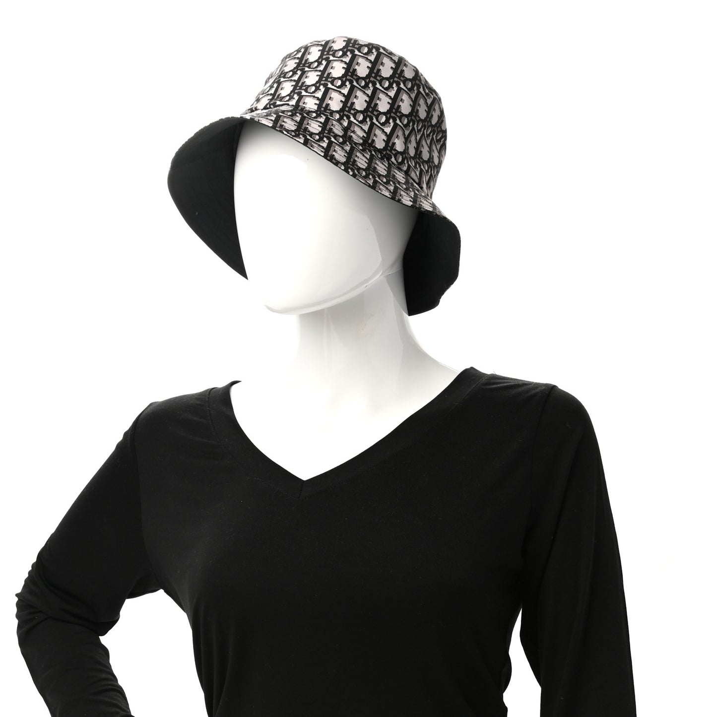 Polyester Cotton Oblique Reversible Teddy-D Brim Bucket Hat 56 Black