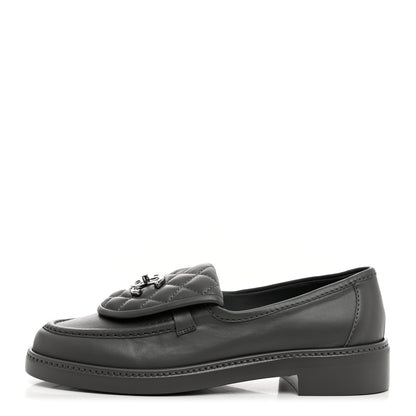 Chanel Lambskin Quilted CC Turnlock Loafers 36.5 Grey 1 of 9