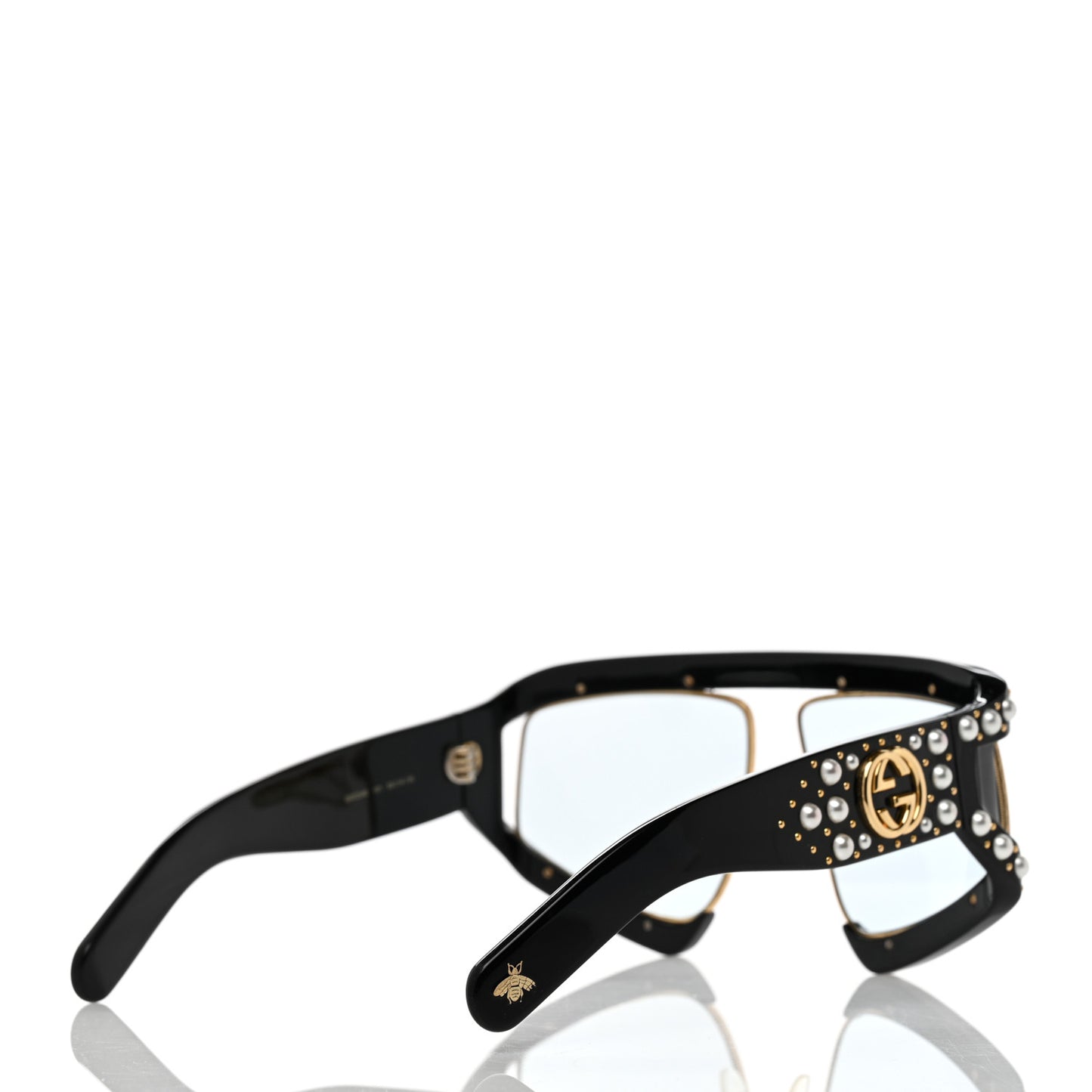 Acetate Pearl Rectangular Frame Sunglasses GG0234S Black