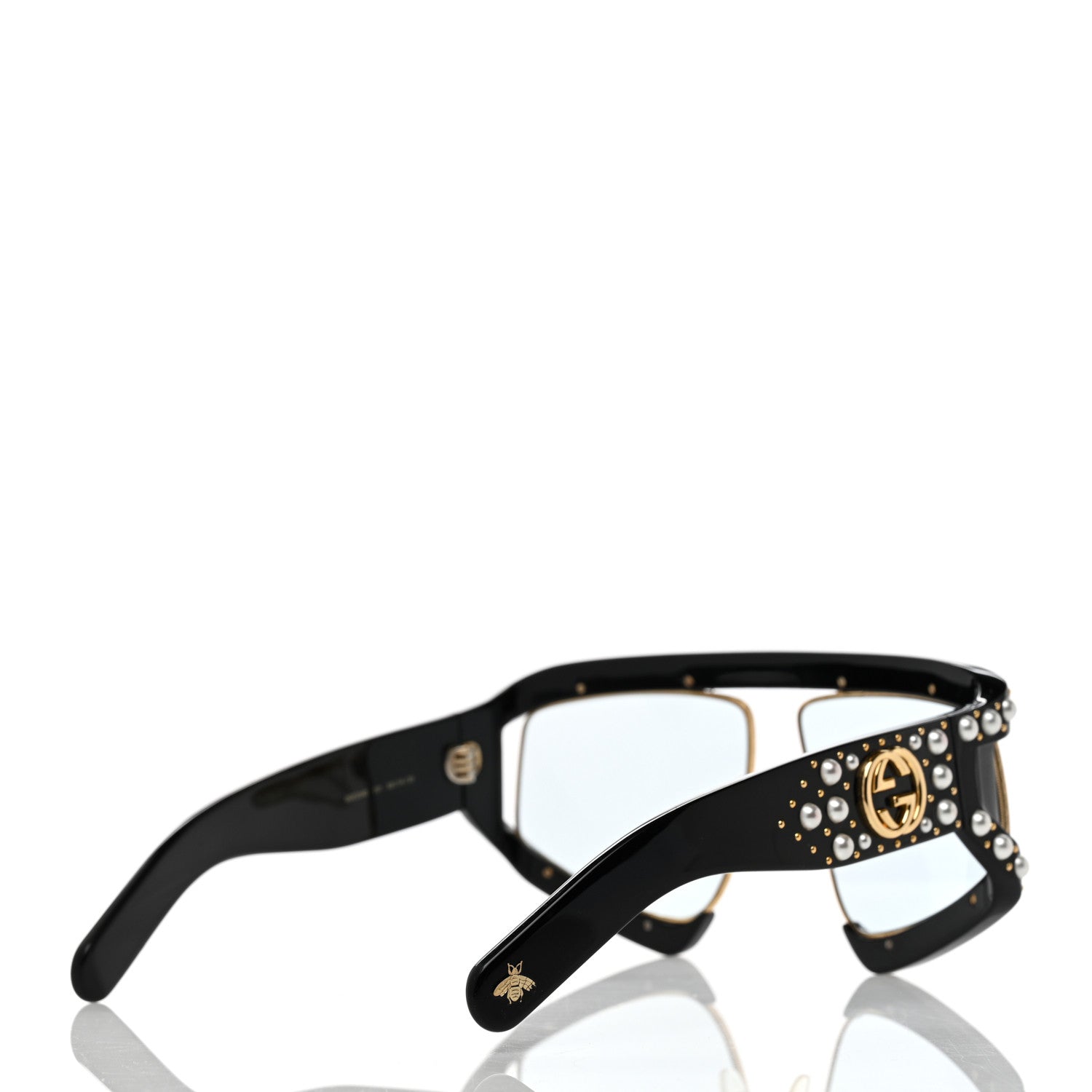 Gucci Acetate Pearl Rectangular Frame Sunglasses GG0234S Black 4 of 8