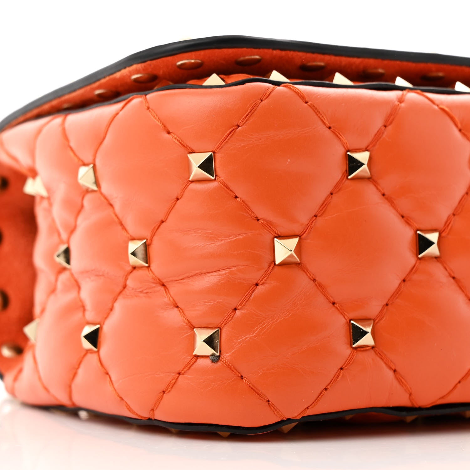 Valentino Garavani Calfskin Rockstud Spike Convertible Shoulder Bag Orange 8 of 9
