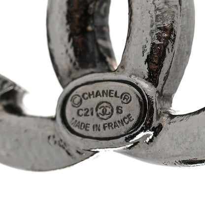 Chanel Crystal CC Starfall Earrings Silver 4 of 4