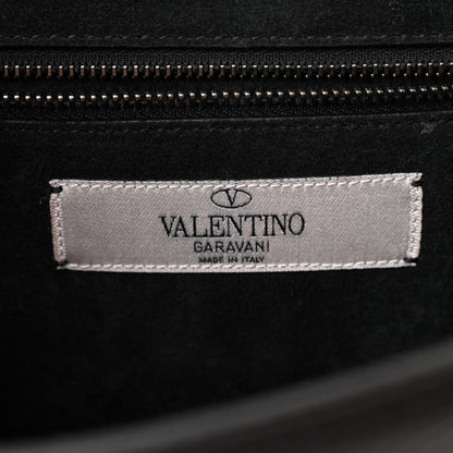 Valentino Garavani Pebbled Calfskin Star Studded Small Lock Flap Black 6 of 9
