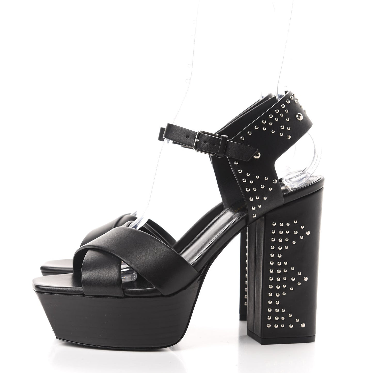 Calfskin Studded Farrah 80 Platform Sandals 40 Black