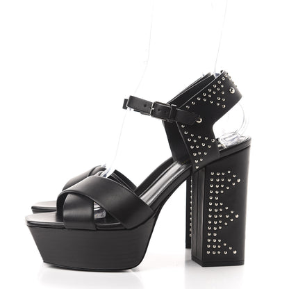 Saint Laurent Calfskin Studded Farrah 80 Platform Sandals 40 Black 3 of 9