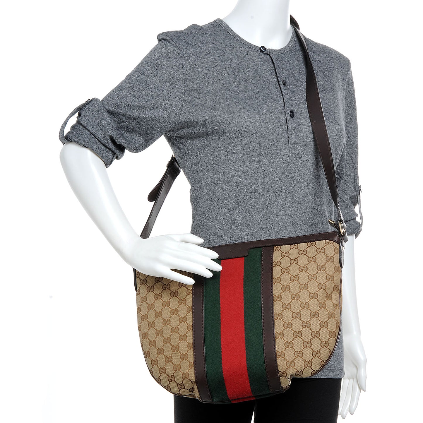 Monogram Vintage Web Medium Half Moon Hobo Ebony