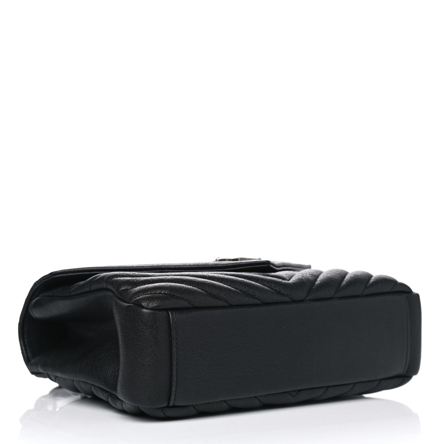 Sheepskin Matelasse Chevron Monogram Medium College Bag Black