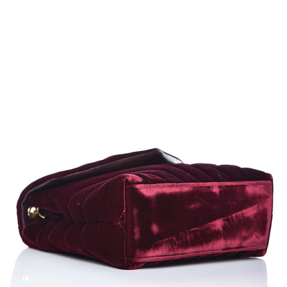 Saint Laurent Velvet Y Quilted Monogram Small Loulou Chain Satchel Burgundy 4 of 7