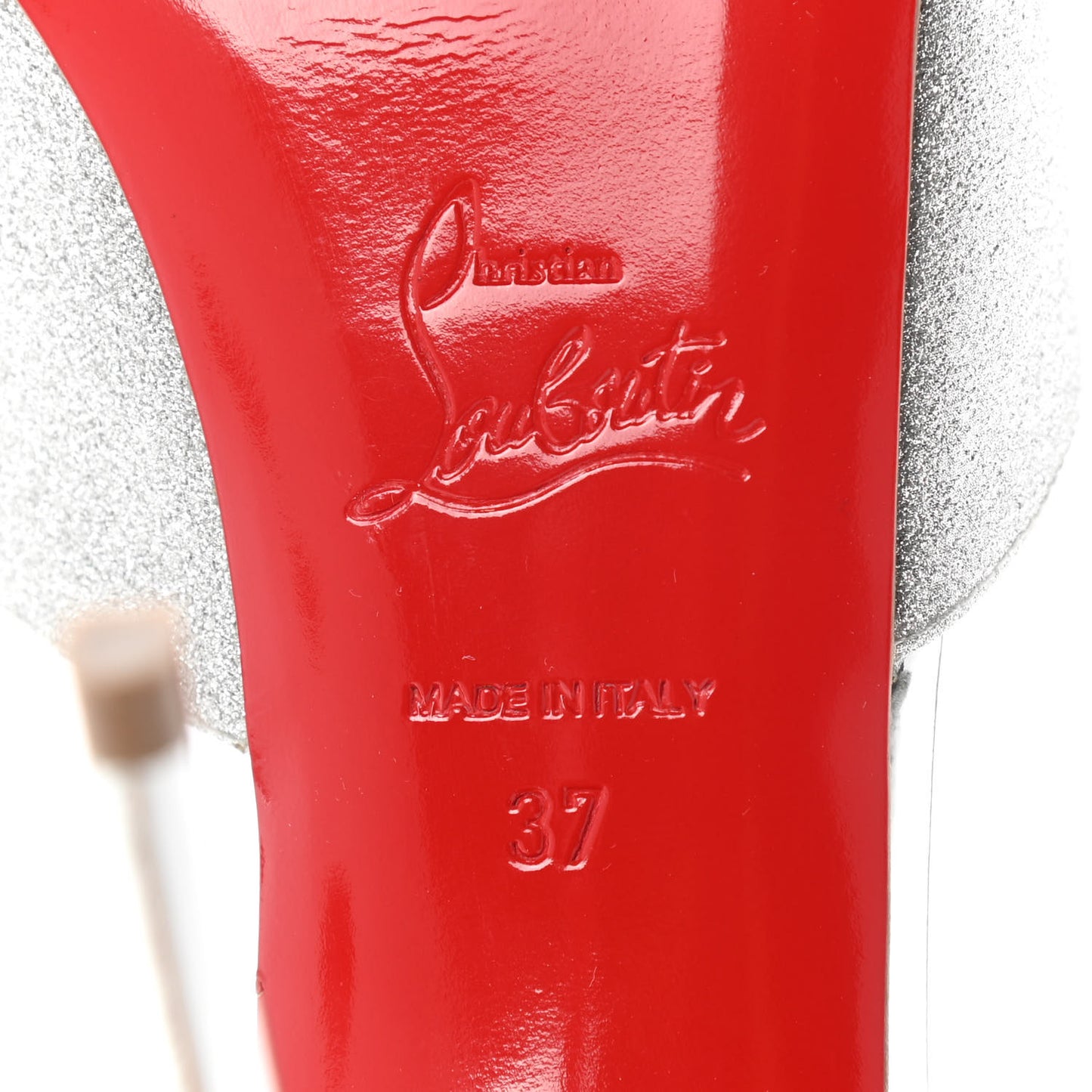 Glitter Calfskin Planisfemme 120 Peep Toe Sandals 37 Silver