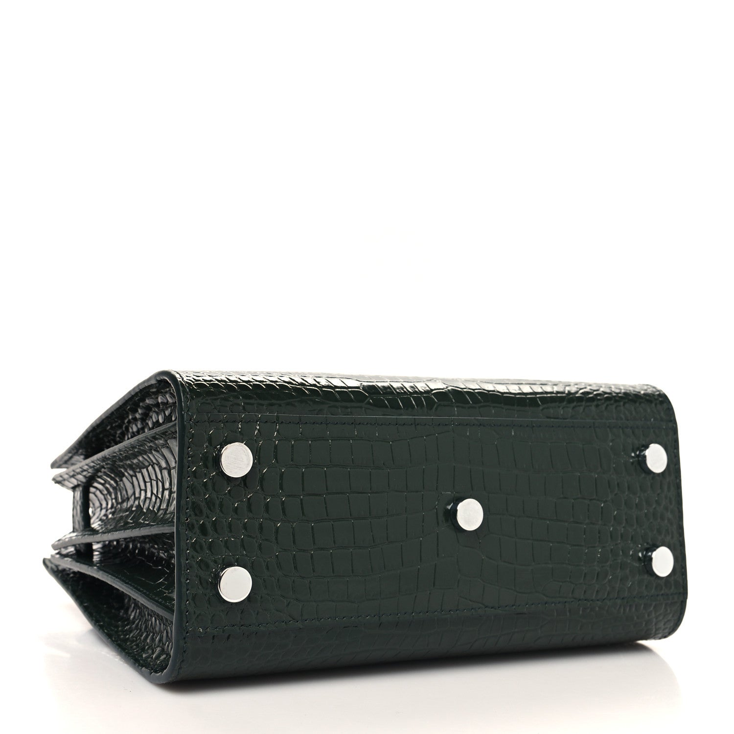 Saint Laurent Calfskin Crocodile Embossed Nano Sac De Jour Dark Green 4 of 10