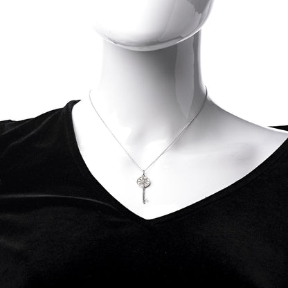 Tiffany Sterling Silver Diamond Small Daisy Key Pendant Necklace 2 of 8