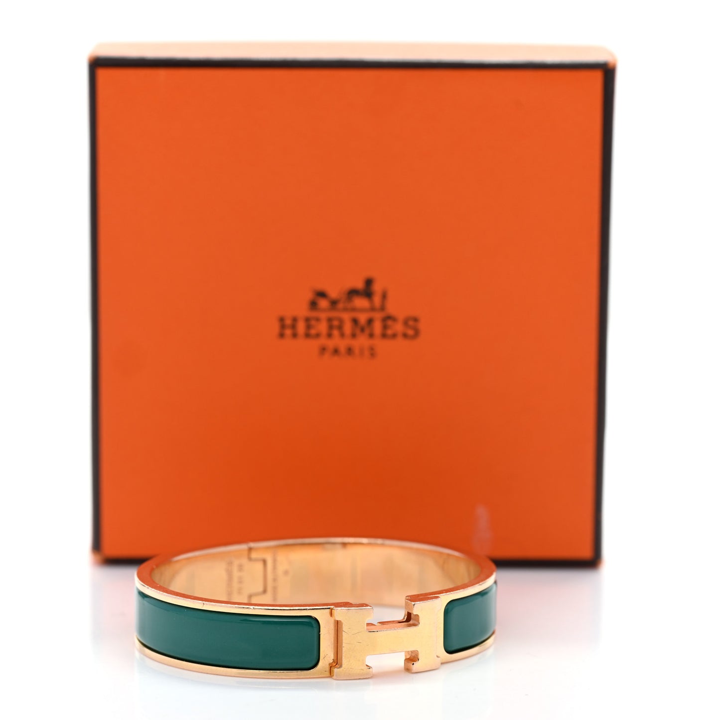 Narrow Enamel Clic Clac H Bracelet PM Malachite