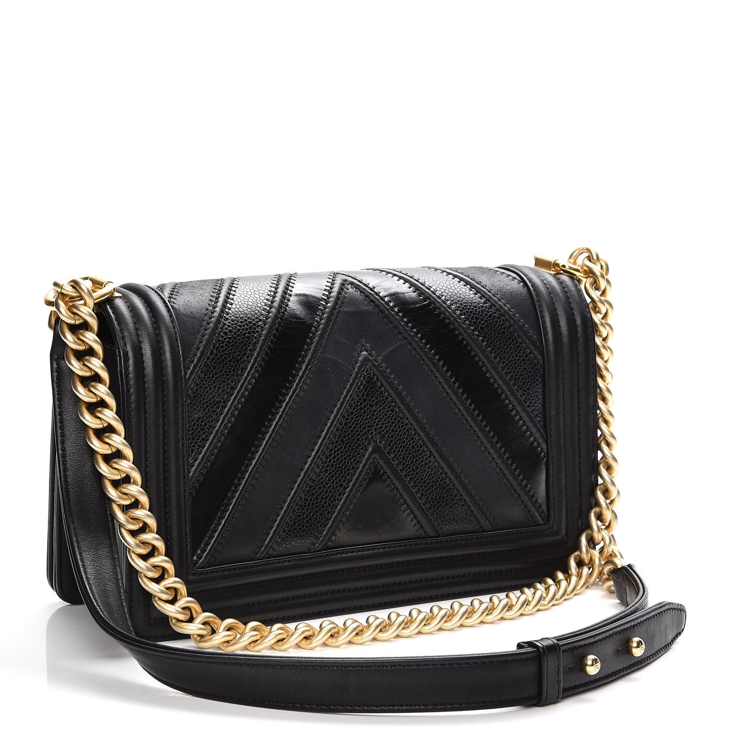 Chanel Caviar Suede Calfskin Chevron Medium Boy Flap Black 3 of 9