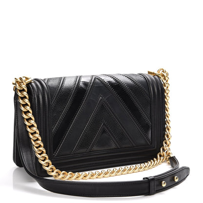 Chanel Caviar Suede Calfskin Chevron Medium Boy Flap Black 3 of 9