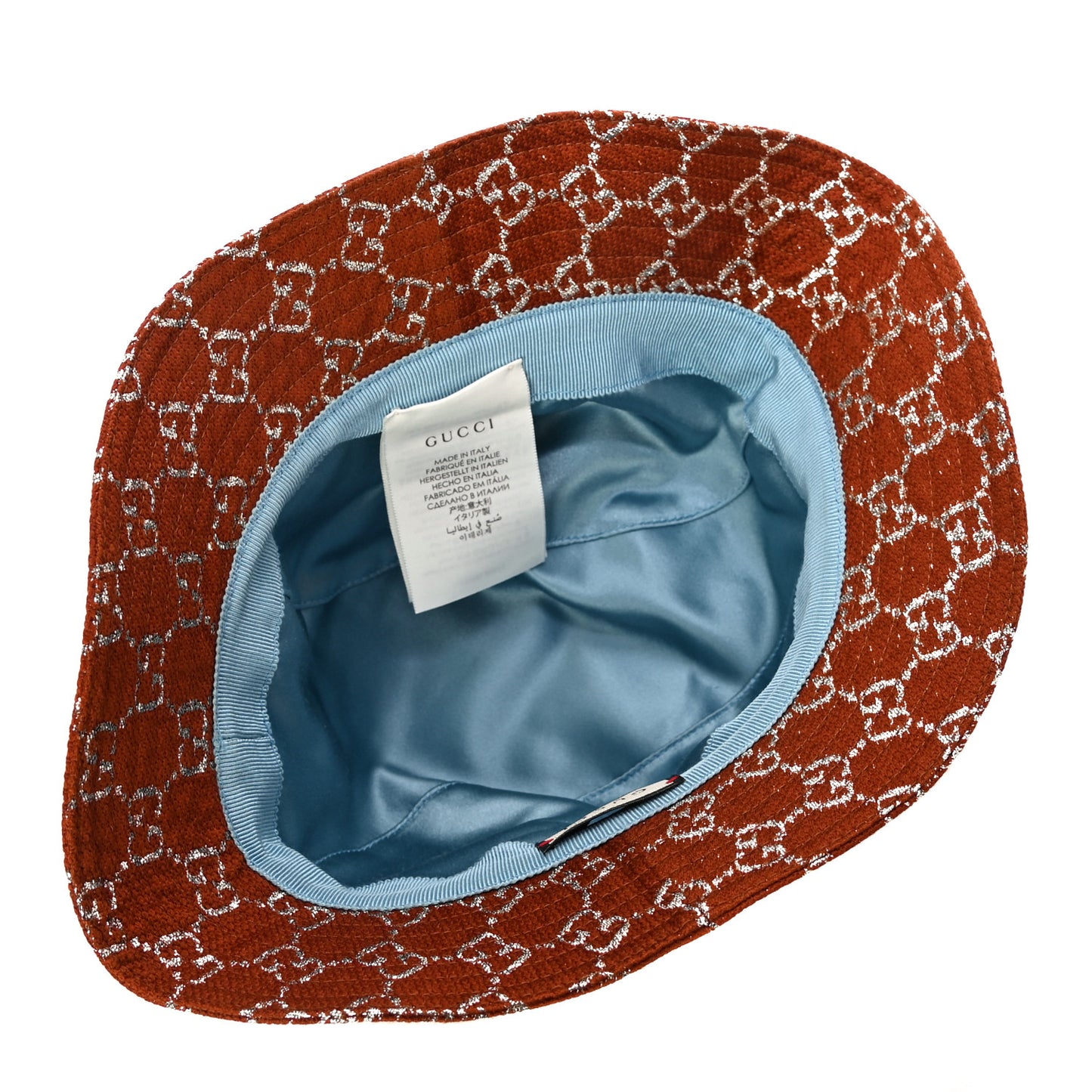 Canvas Lame GG Monogram Bucket Hat S Burnt Orange Silver