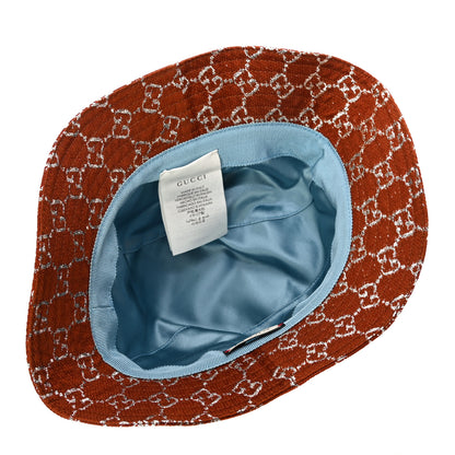 Gucci Canvas Lame GG Monogram Bucket Hat S Burnt Orange Silver 4 of 6