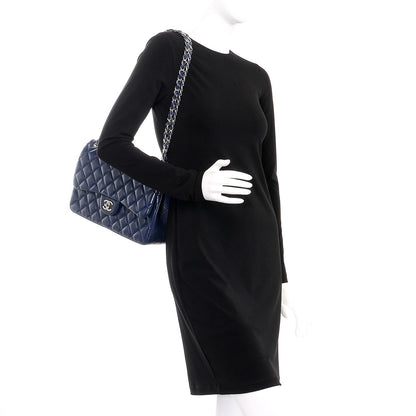 Chanel Caviar Quilted Jumbo Double Flap Navy Blue 3 of 9