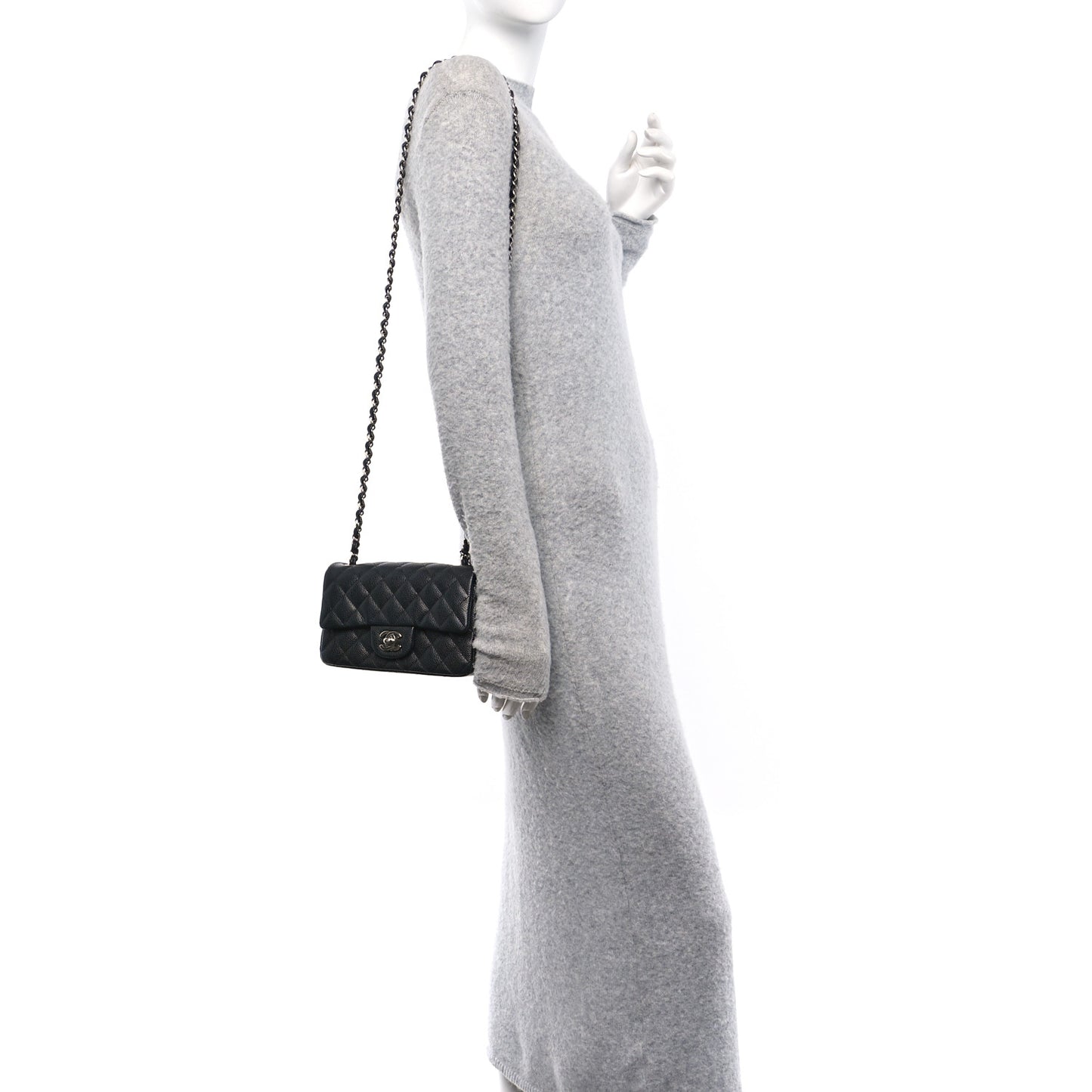 Caviar Quilted Mini Rectangular Flap Black