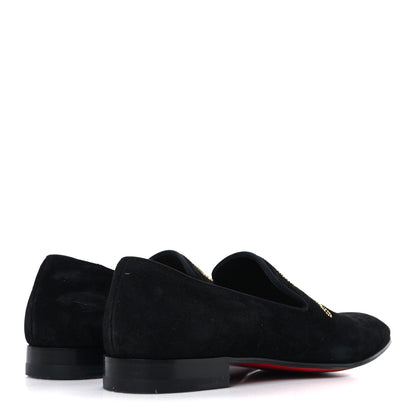Christian Louboutin Veau Velours Strass Mens Navy Dandelion Flat Loafers 39 Black Cry Aurum Gold 10 of 19