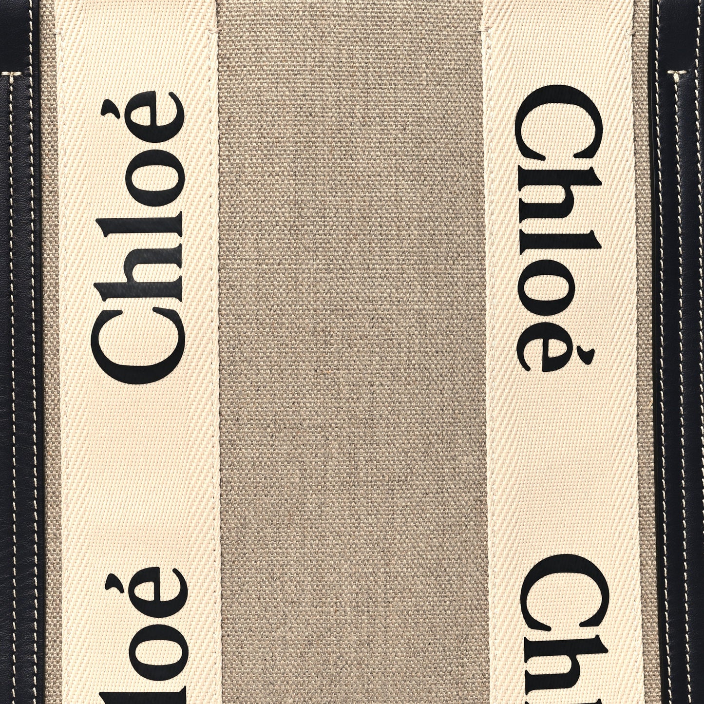 Cotton Calfskin Medium Woody Ribbon Tote White Blue