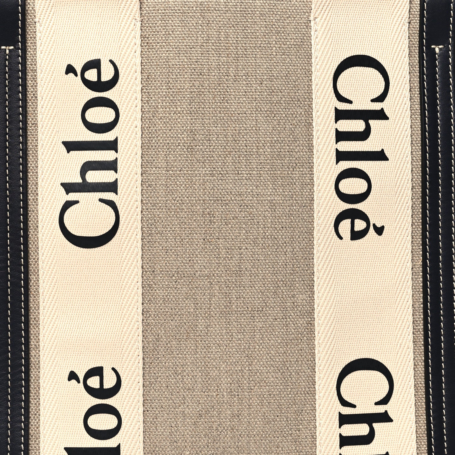 Chloe Cotton Calfskin Medium Woody Ribbon Tote White Blue 7 of 9