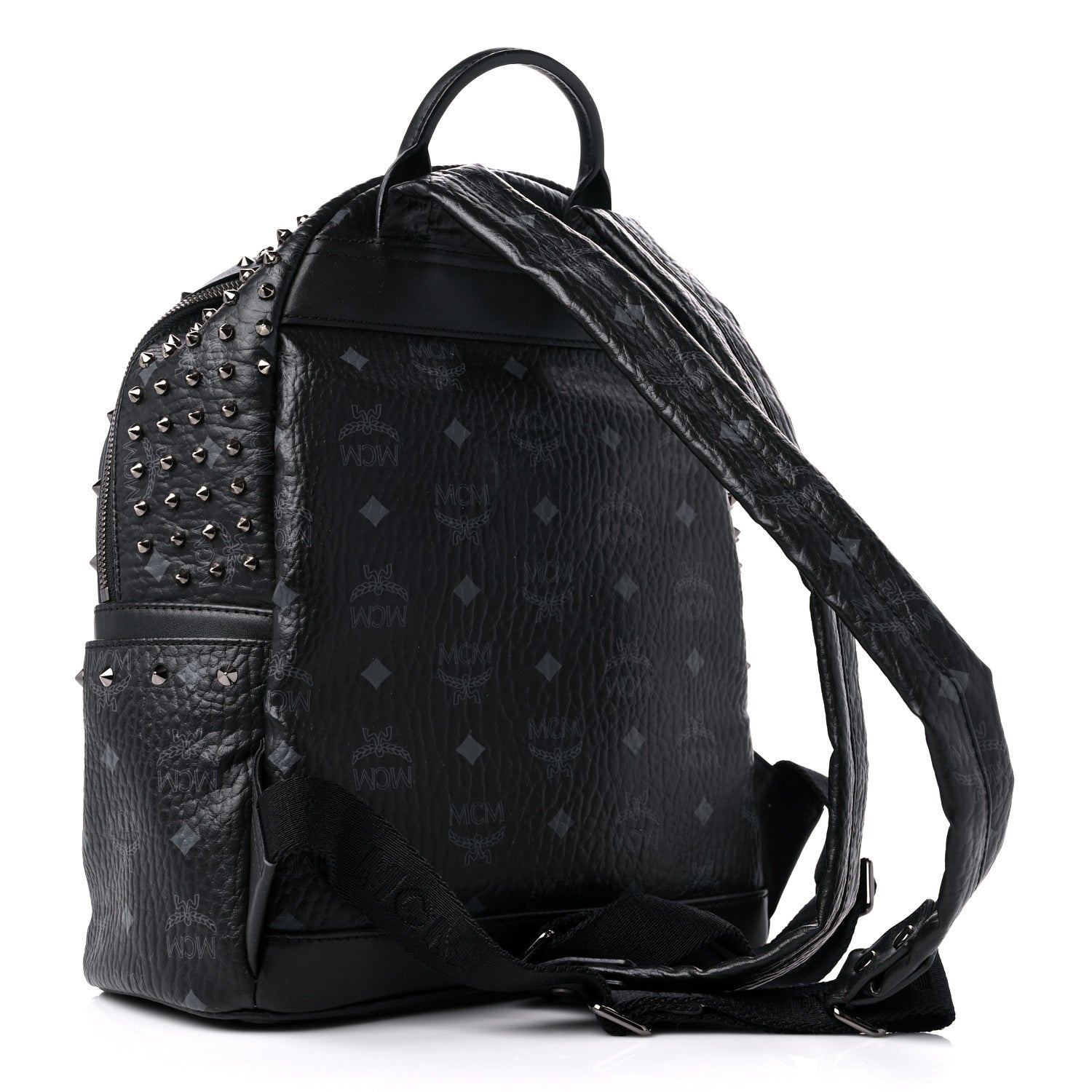 MCM Visetos Swarovski Studded Small Diamond Backpack Black 3 of 8