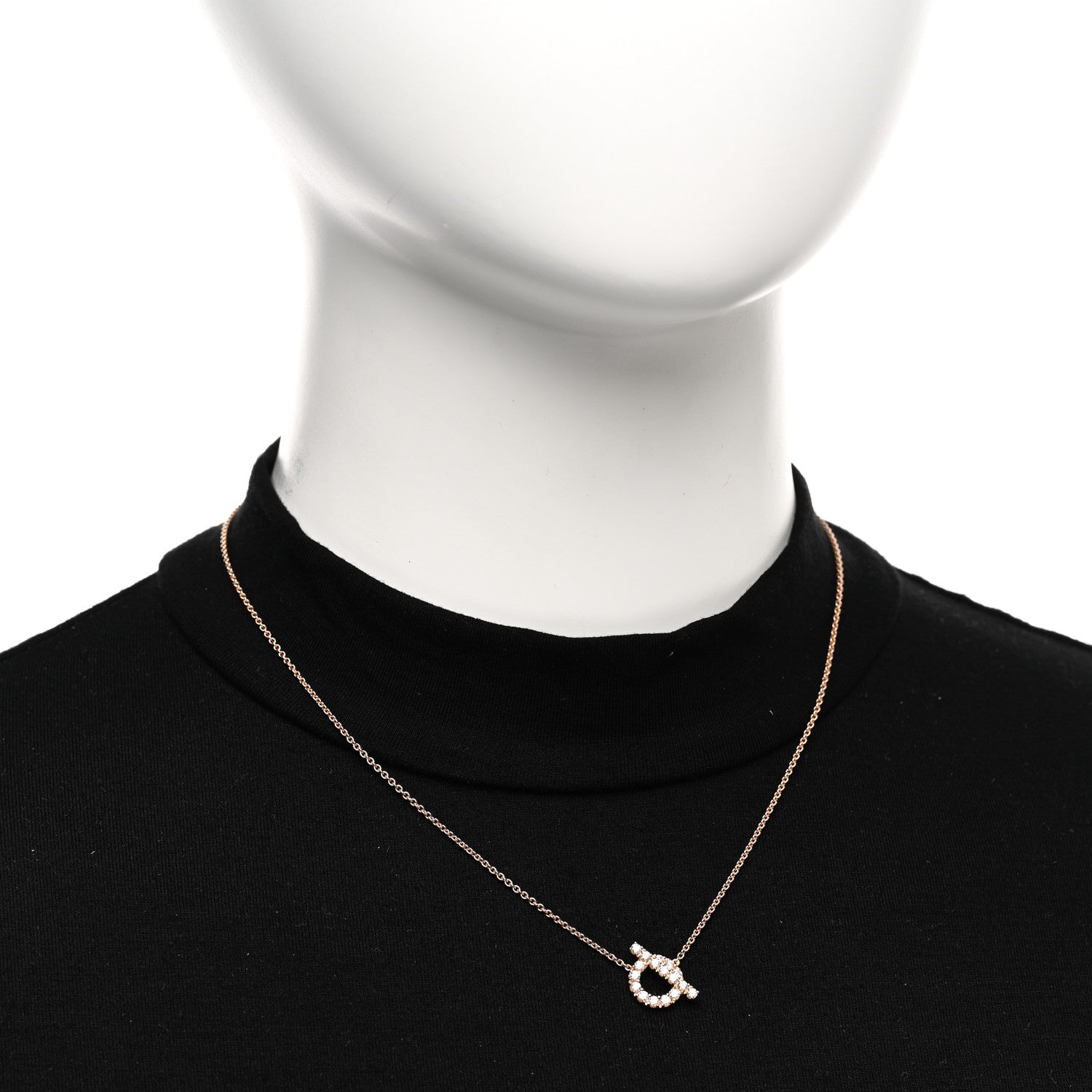 Hermes 18K Rose Gold Diamond Finesse Pendant Necklace 2 of 6