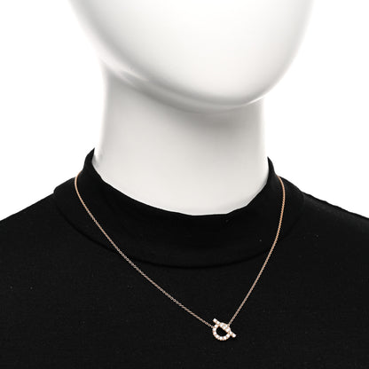 Hermes 18K Rose Gold Diamond Finesse Pendant Necklace 2 of 6