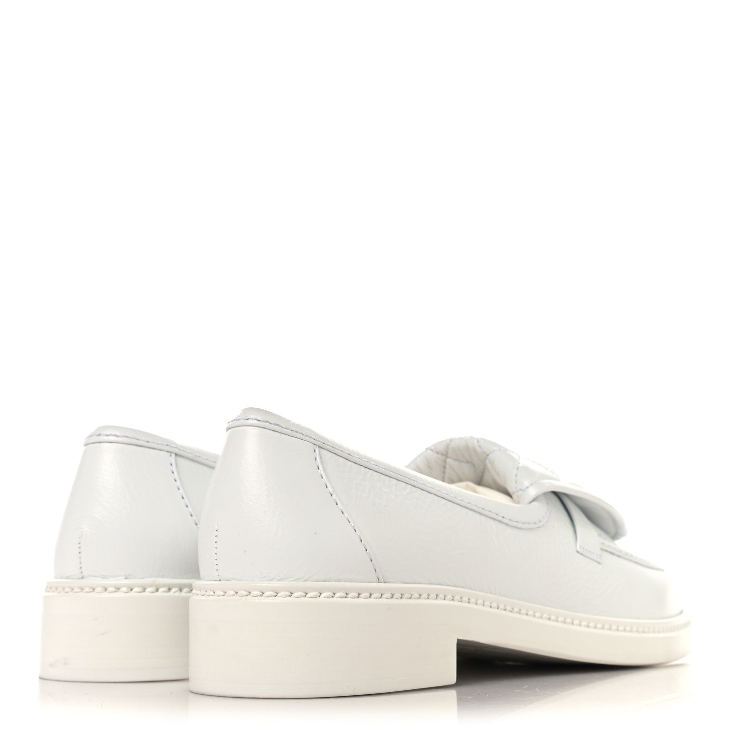 Chanel Crumpled Lambskin Quilted CC Turnlock Loafers 40 White 5 of 9
