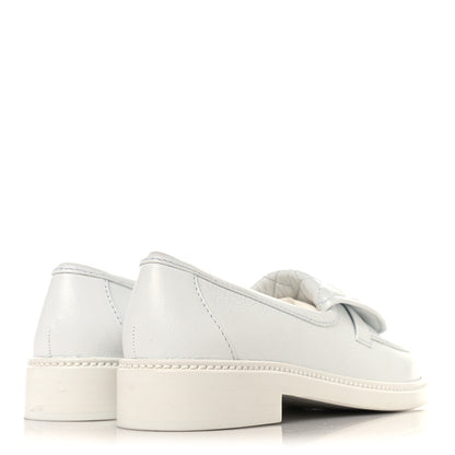Chanel Crumpled Lambskin Quilted CC Turnlock Loafers 40 White 5 of 9