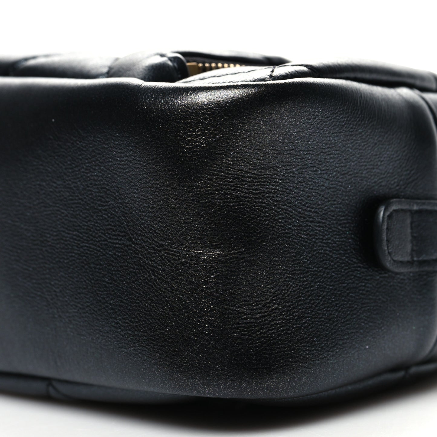 Iridescent Lambskin Quilted Double Zip Pouch Black
