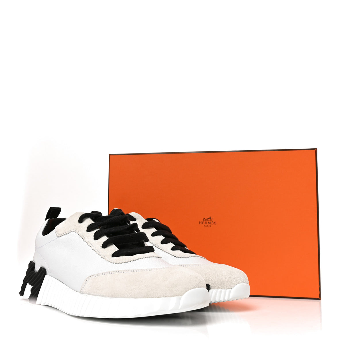 Calfskin Suede Goatskin Bouncing Sneakers 37.5 White Black