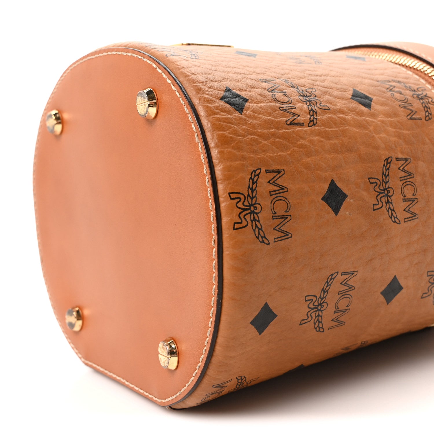 MCM Visetos Small Cylinder Crossbody Bag Cognac 1816486 – FASHIONPHILE