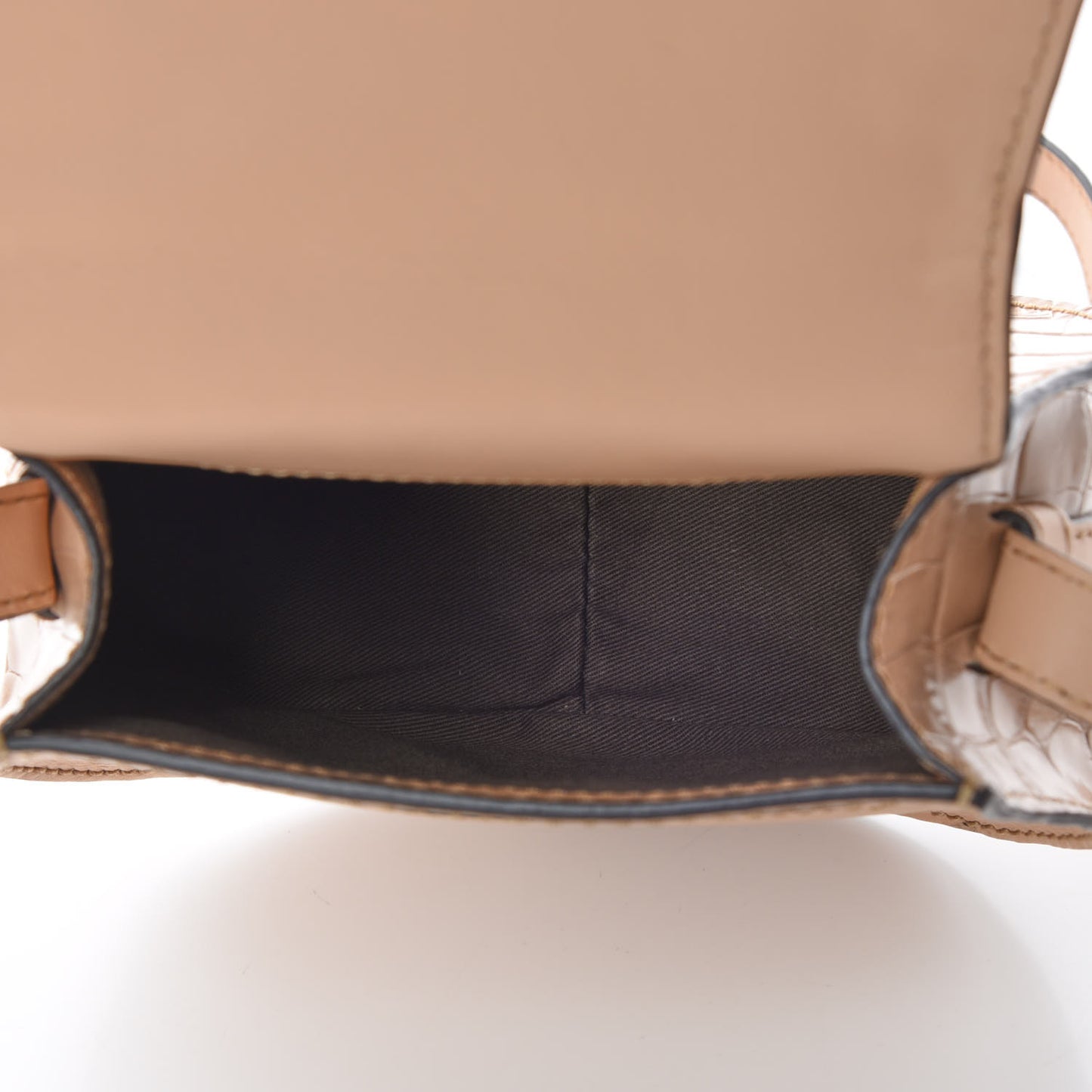 Calfskin Crocodile Embossed Mini Marcie Round Crossbody Bag Nut