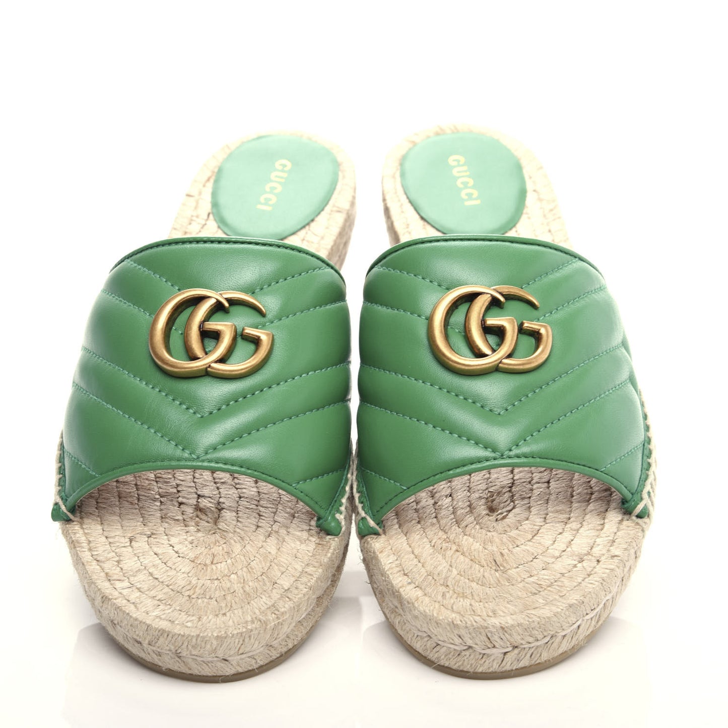Nappa Matelasse GG Marmont Espadrille Slide Sandals 40 New Shamarock