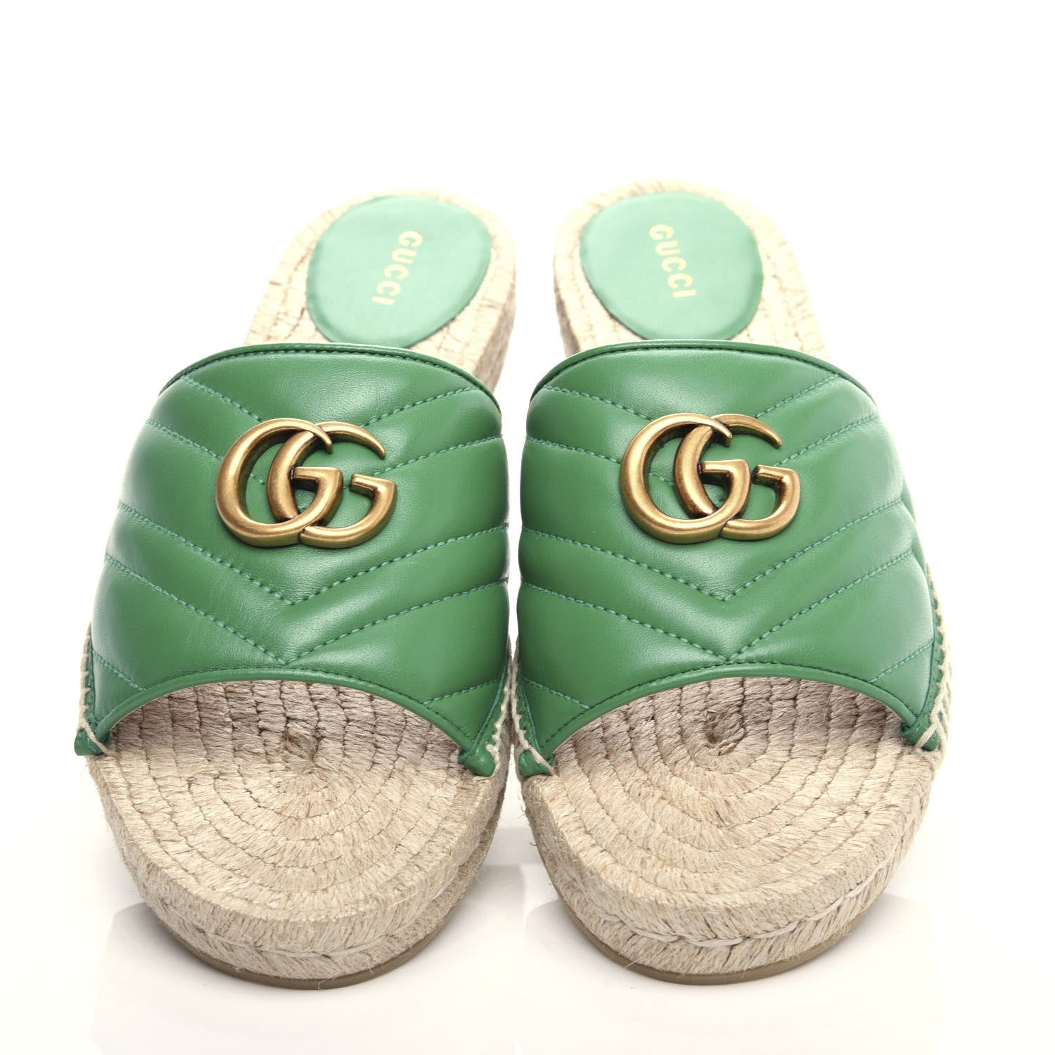 Gucci Nappa Matelasse GG Marmont Espadrille Slide Sandals 40 New Shamarock 5 of 11
