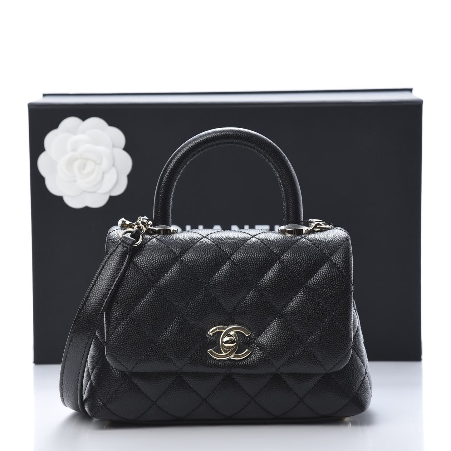 Caviar Quilted Extra Mini Coco Handle Flap Black