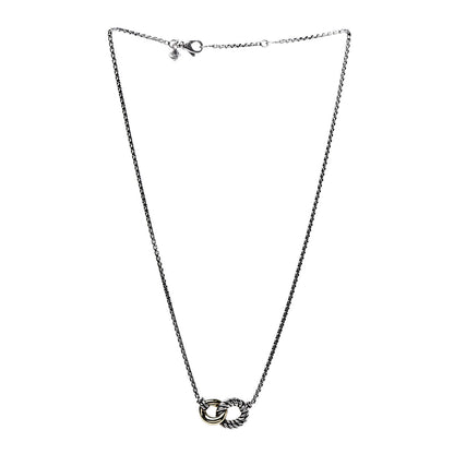 David Yurman Sterling Silver 18K Yellow Gold Belmont Pendant Necklace 3 of 7