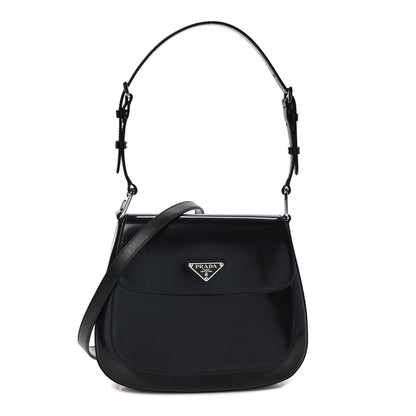Prada Spazzolato Cleo Flap Adjustable Strap Shoulder Bag Black 1 of 8