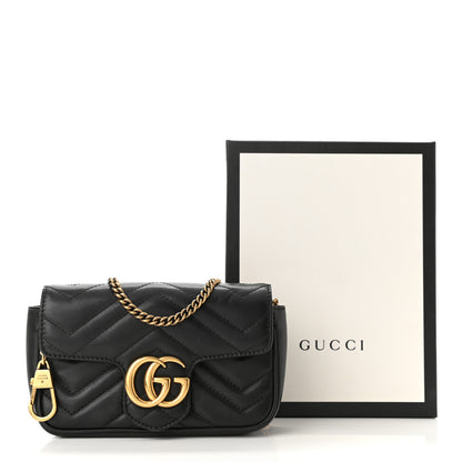 Gucci Calfskin Matelasse Super Mini GG Marmont Shoulder Bag Black 13 of 13