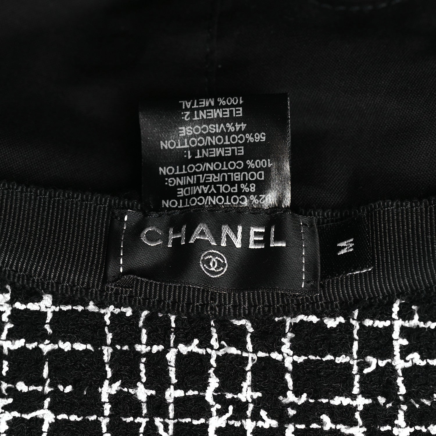 Chanel Tweed Bucket Hat M Black White 8 of 8